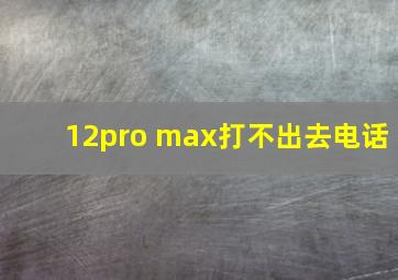 12pro max打不出去电话